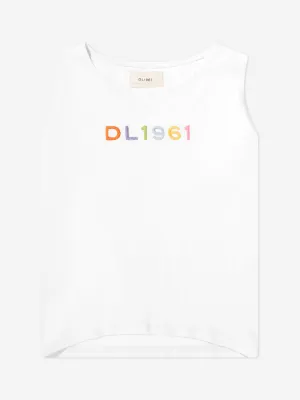 DL1961 Mädchen Marcie Logo Tanktop in Weiß