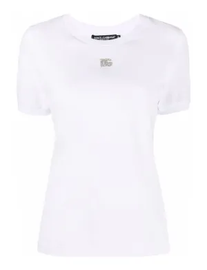 Dolce & Gabbana cotton t-shirt with crystal dg logo