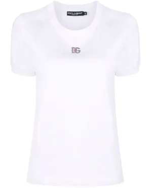 Dolce & Gabbana cotton t-shirt with crystal dg logo