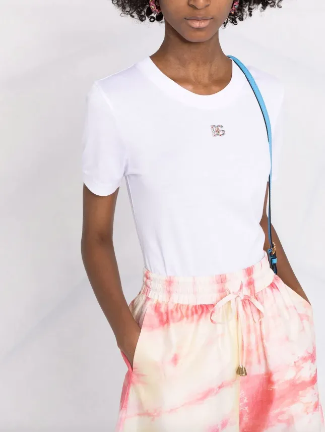 Dolce & Gabbana Baumwoll-T-Shirt mit kristallinem DG-Logo