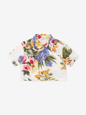 Dolce & Gabbana Mädchen Blumenmuster Cropped Shirt in Mehrfarben