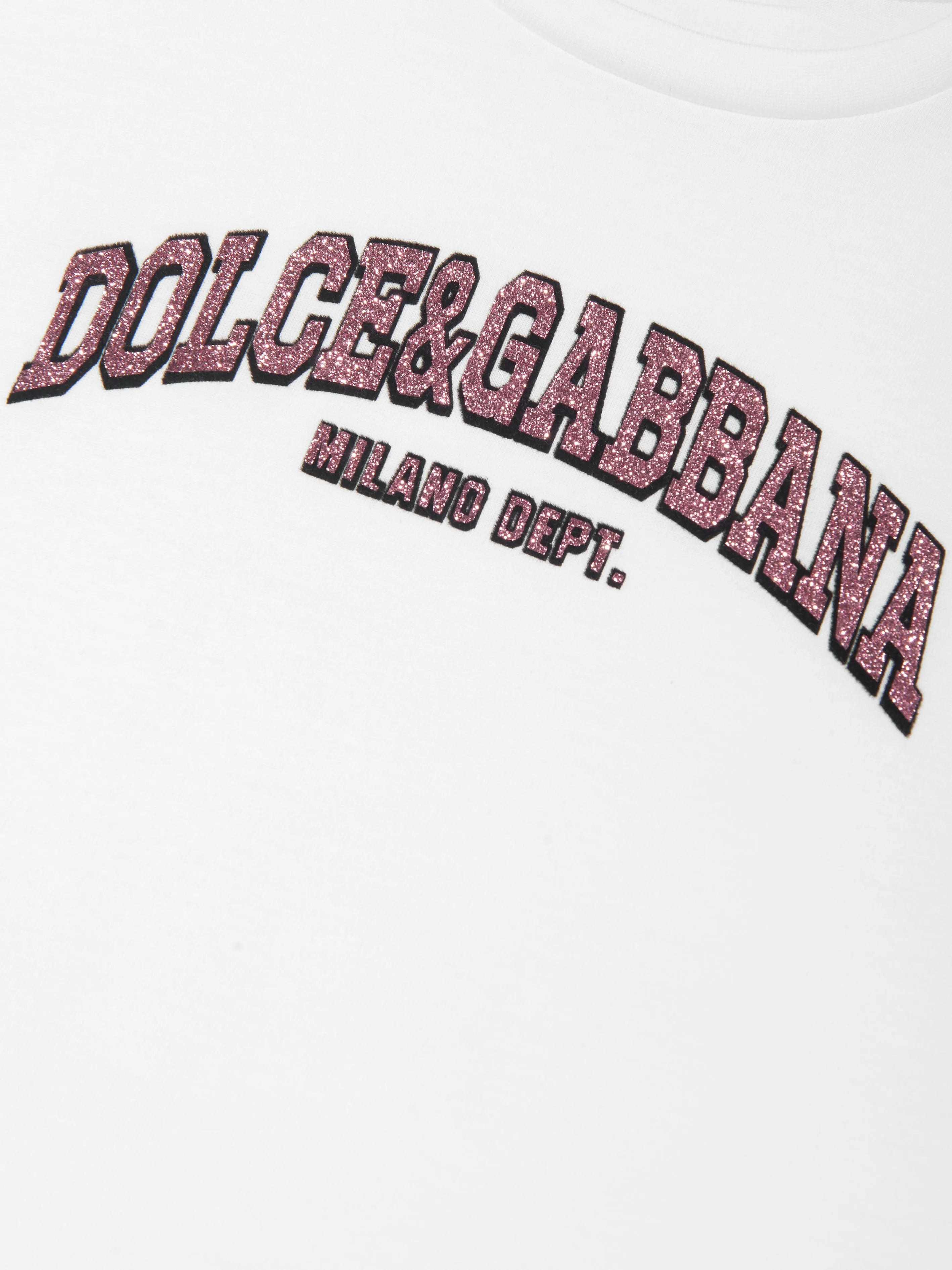 Dolce & Gabbana Mädchen Logo T-Shirt in Weiß