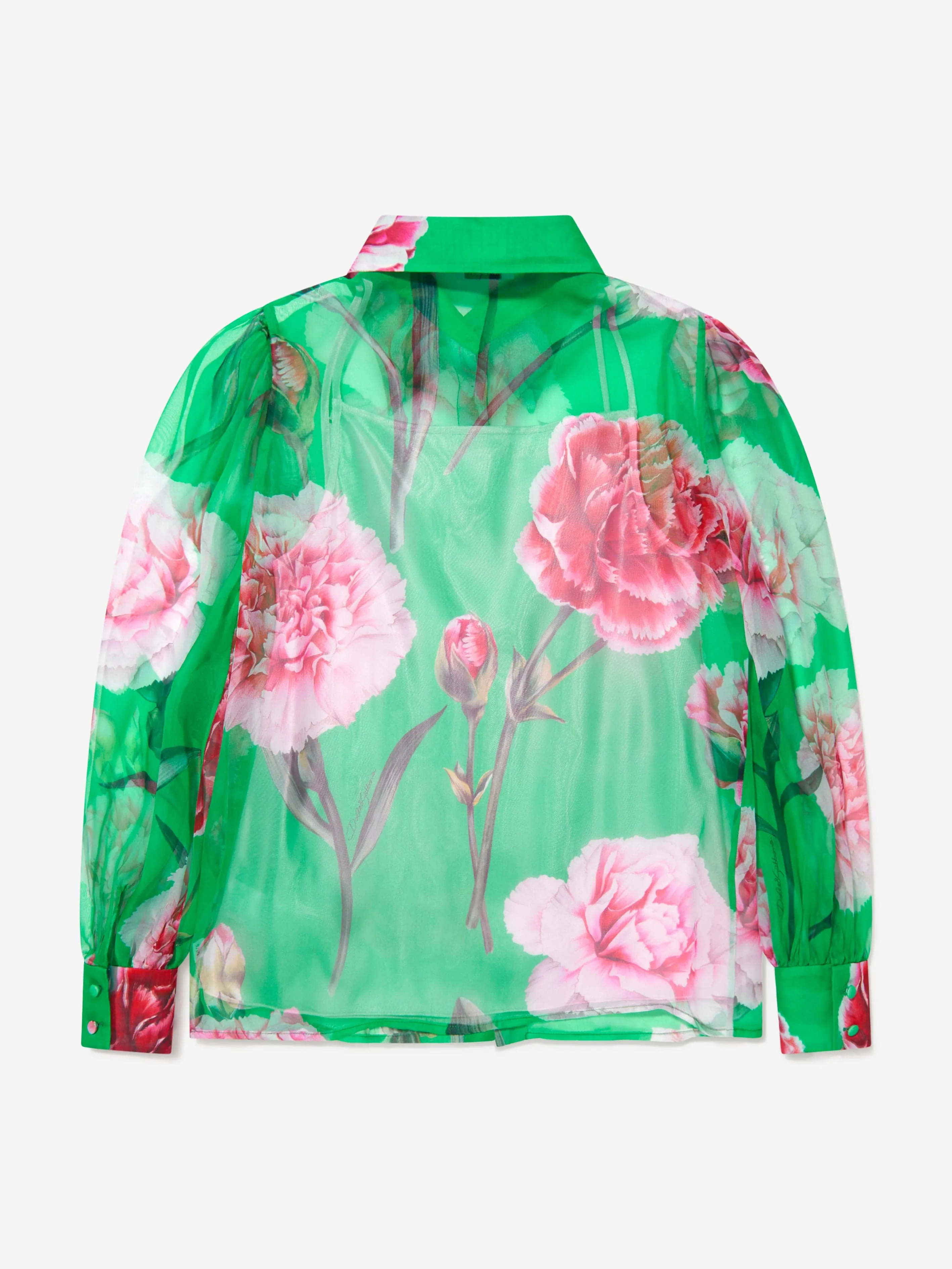 Dolce & Gabbana Mädchen Seidenbluse mit Nelkenmuster