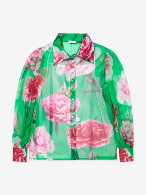 Dolce & Gabbana Mädchen Seidenbluse mit Nelkenmuster