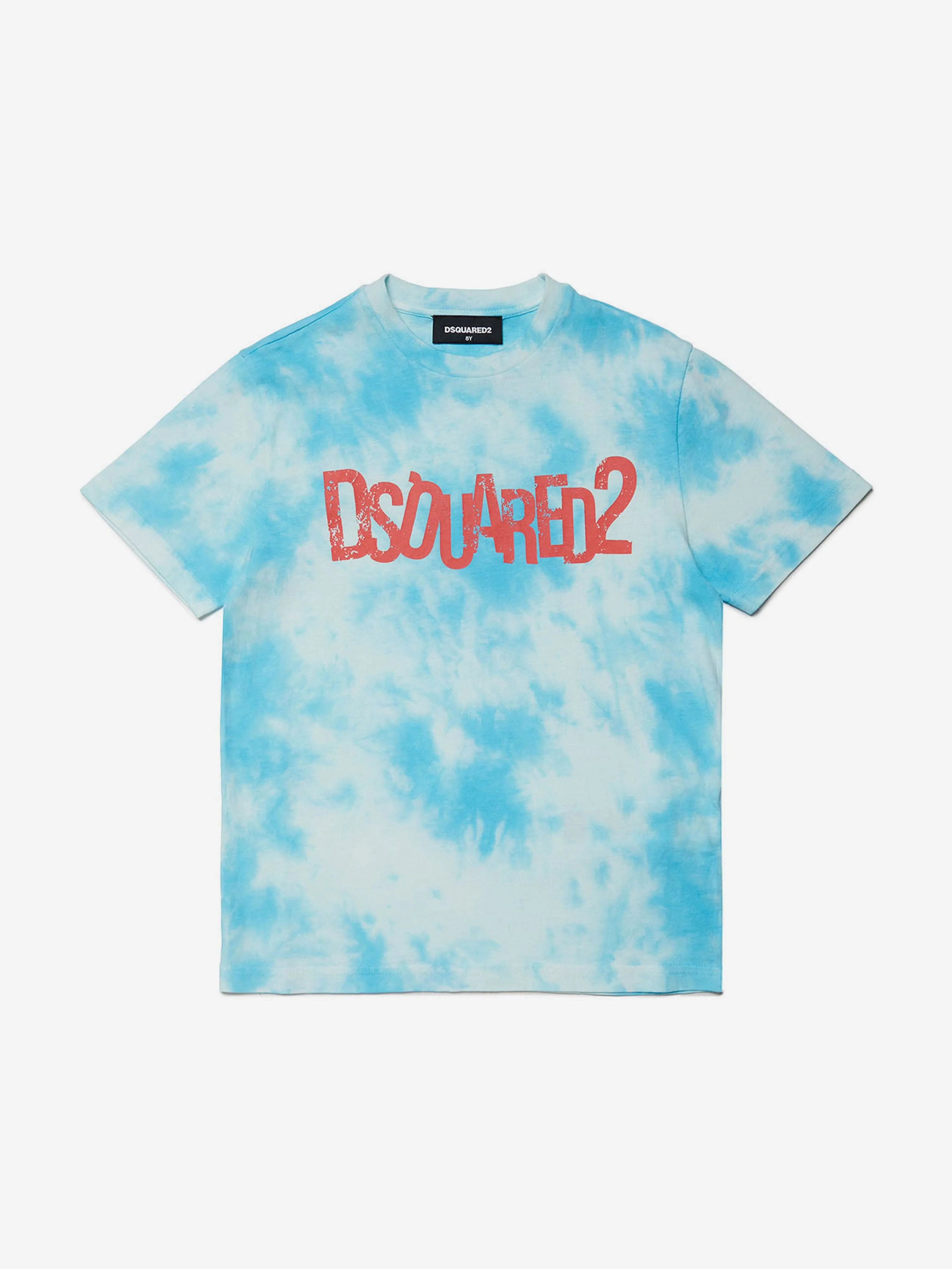 Dsquared2 Kids Tie-Dye Logo T-Shirt in Blau