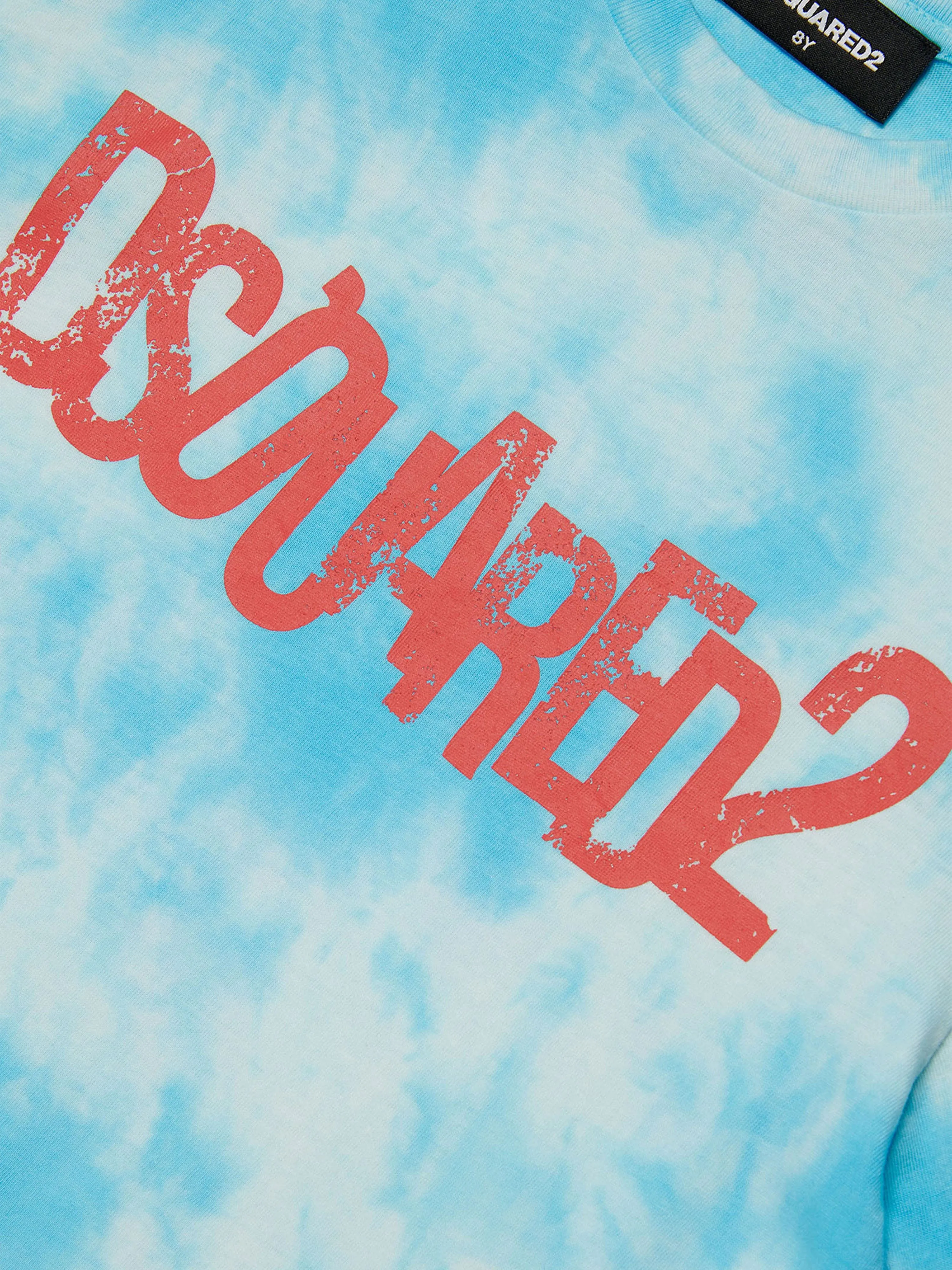 Dsquared2 Kids Tie-Dye Logo T-Shirt in Blau