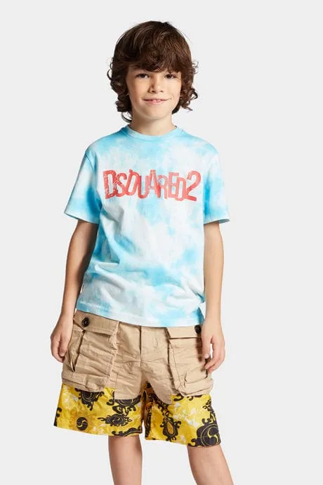 Dsquared2 Kids Tie-Dye Logo T-Shirt in Blau