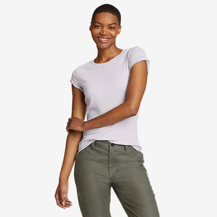 Eddie Bauer Damen-Lieblings-T-Shirt mit kurzen Ärmeln und Rundhalsausschnitt - Wisteria Eddie Bauer