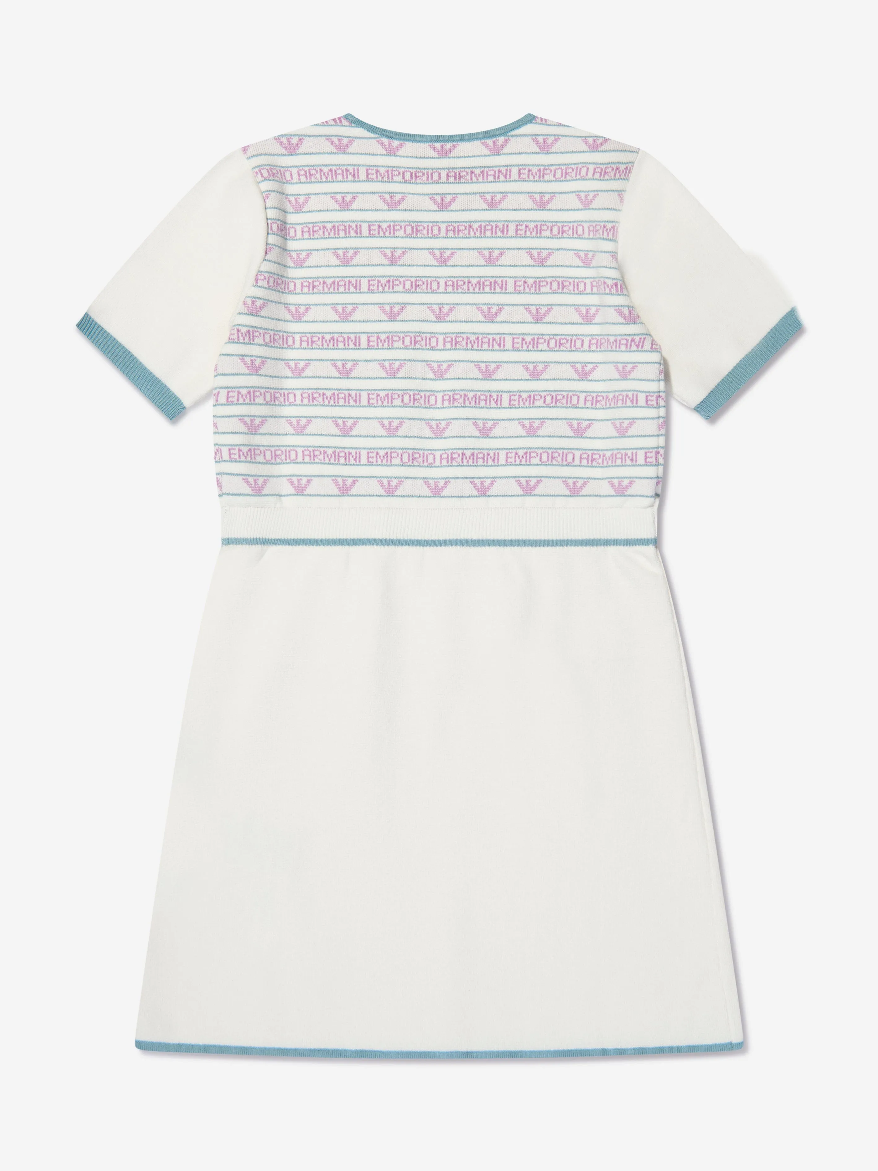Emporio Armani Mädchen Kurzarm Logo-Kleid in Weiß