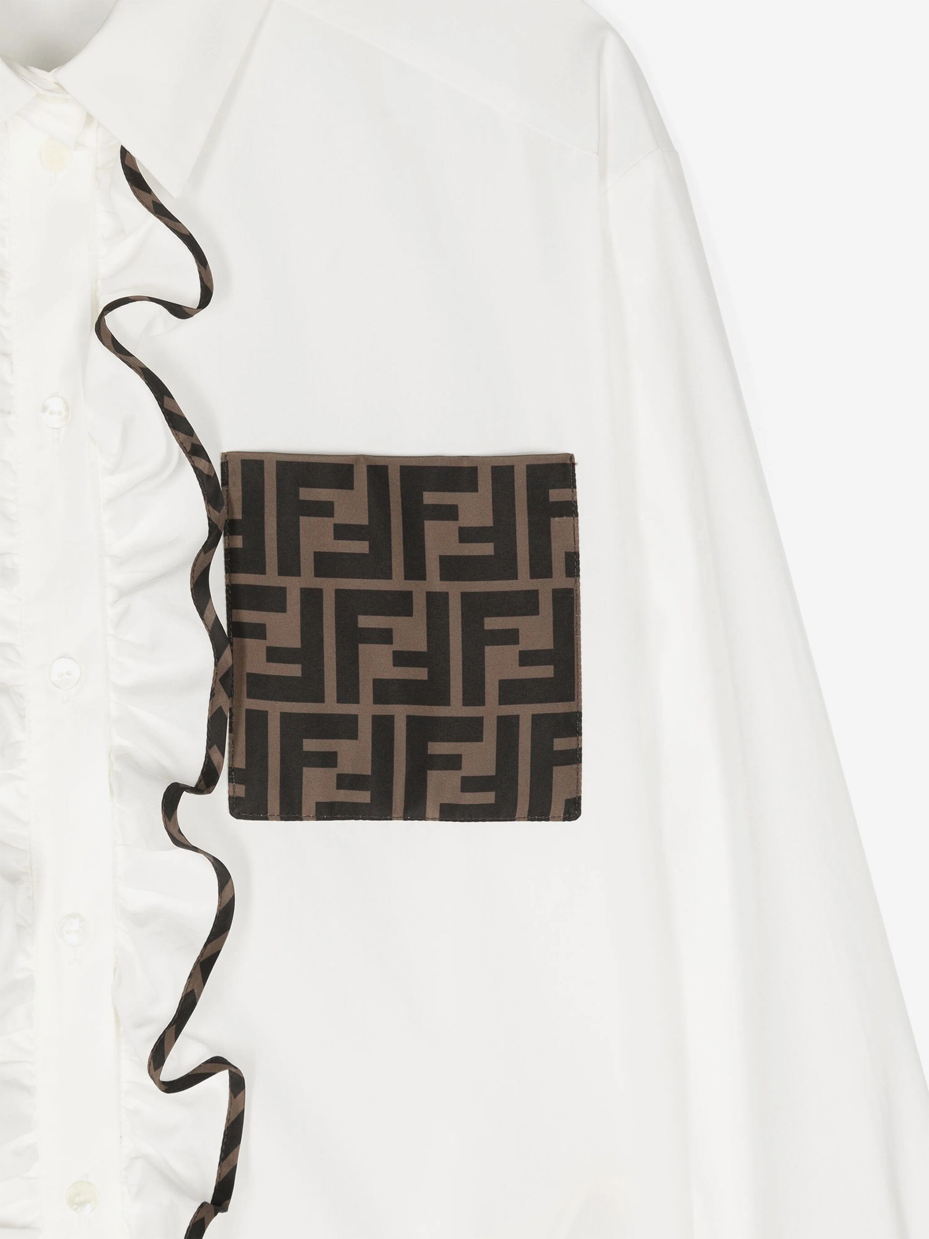 Fendi Girls FF Logo Rüschenbluse in Weiß