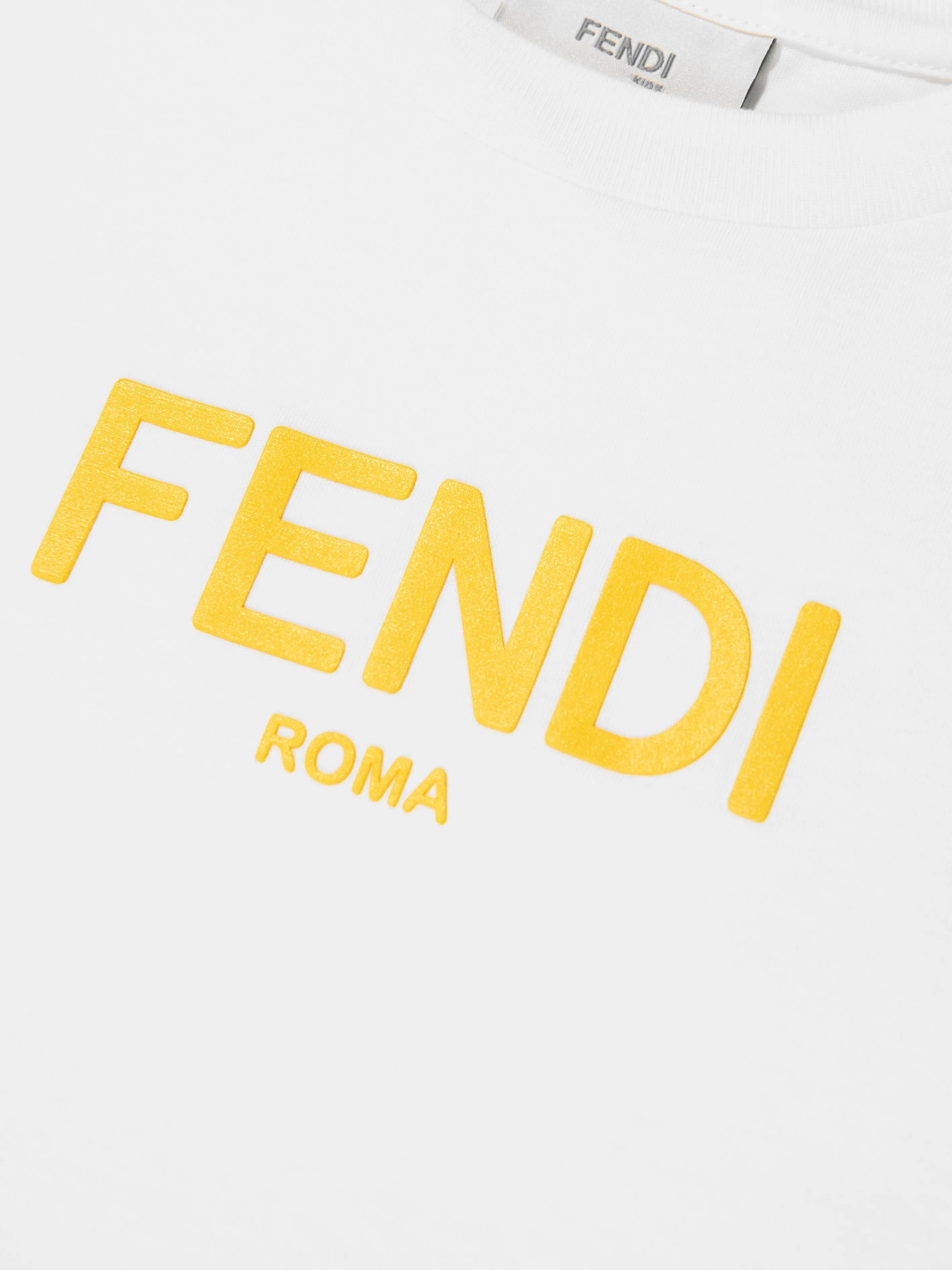 Fendi Kids Logo T-Shirt in Weiß