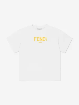 Fendi Kids Logo T-Shirt in Weiß