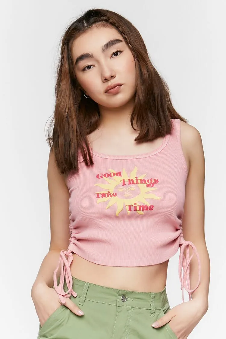 Forever 21 Damen Good Things Grafik-Stringer-Tanktop Rosa/Mehrfarbig Forever 21