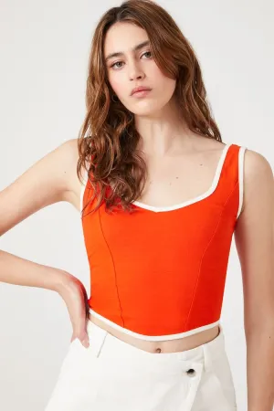 Forever 21 Damen Ringer Crop Top Feurig Rot/Creme Forever 21