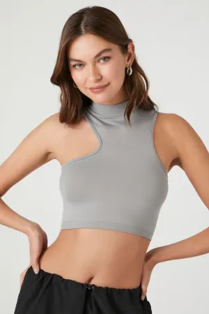 Forever 21 Damen Nahtloser Ausschnitt Cropped Trägertop Hafen Grau Forever 21