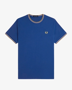 Fred Perry Twin Tipped T Shirt - Shaded Cobalt / Oatmeal / Honeycomb