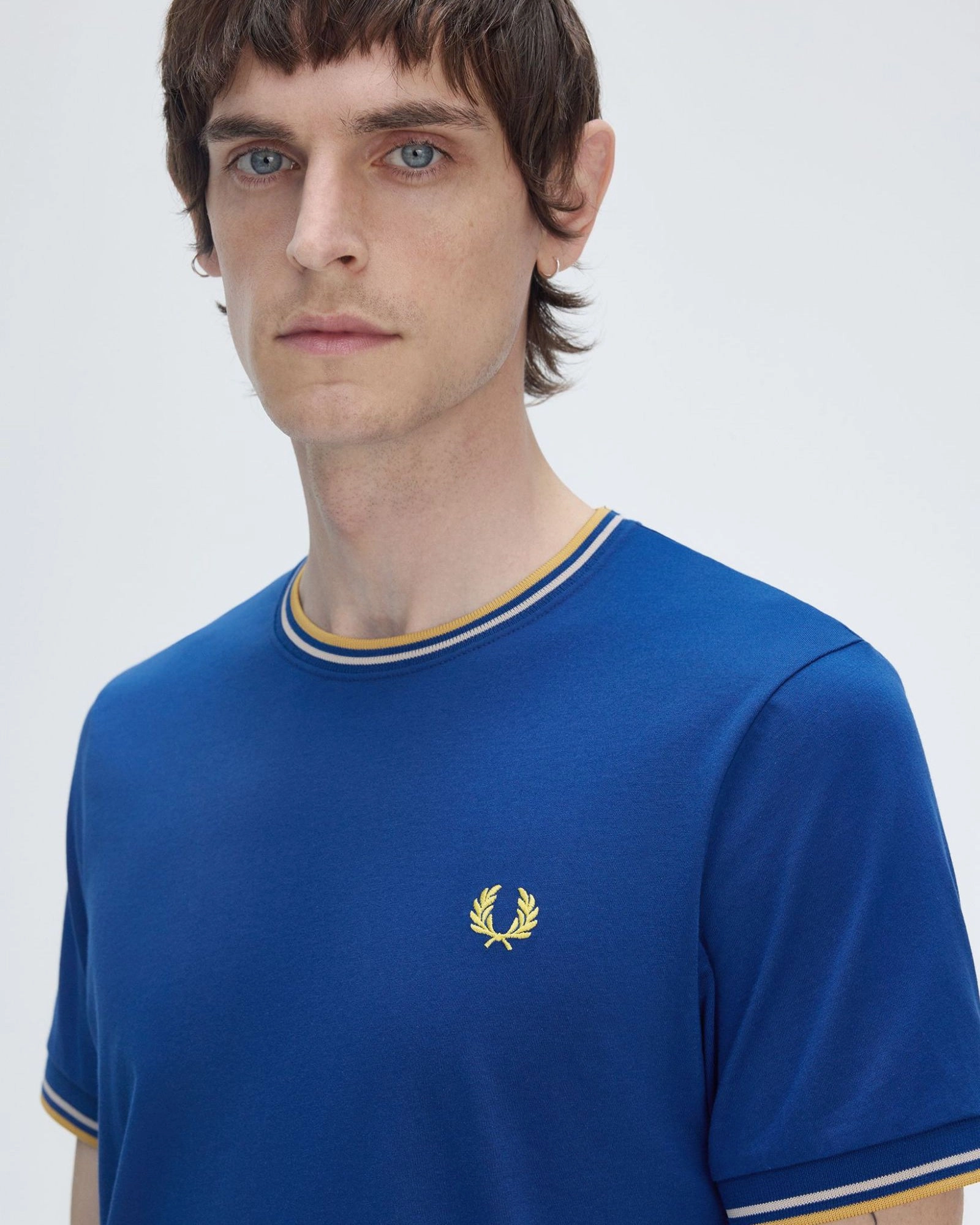 Fred Perry Twin Tipped T Shirt - Shaded Cobalt / Oatmeal / Honeycomb