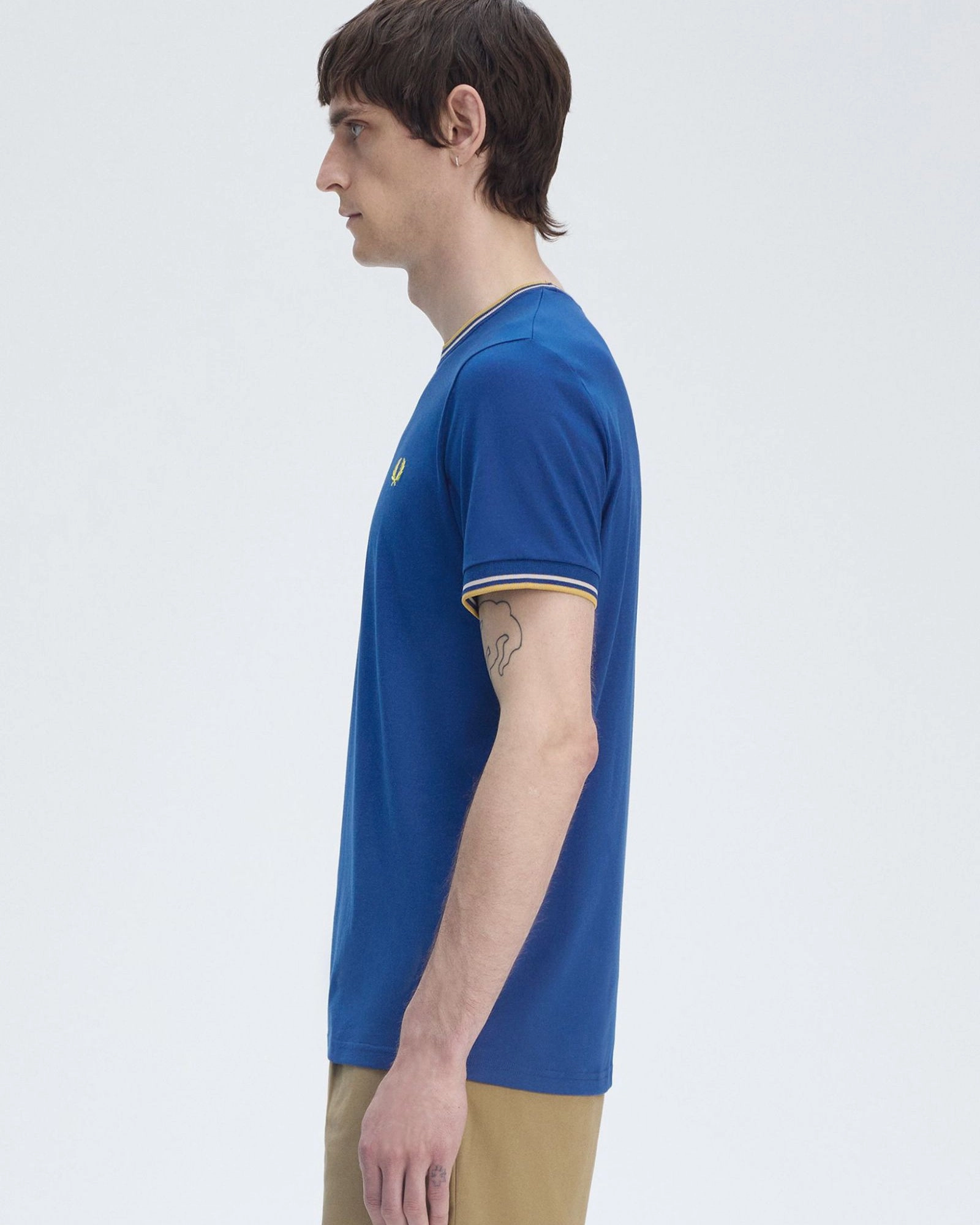 Fred Perry Twin Tipped T Shirt - Shaded Cobalt / Oatmeal / Honeycomb
