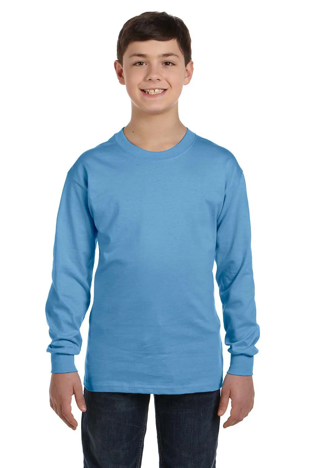 Gildan Langarm-Crewneck-T-Shirt für Jugendliche - Carolina Blau
