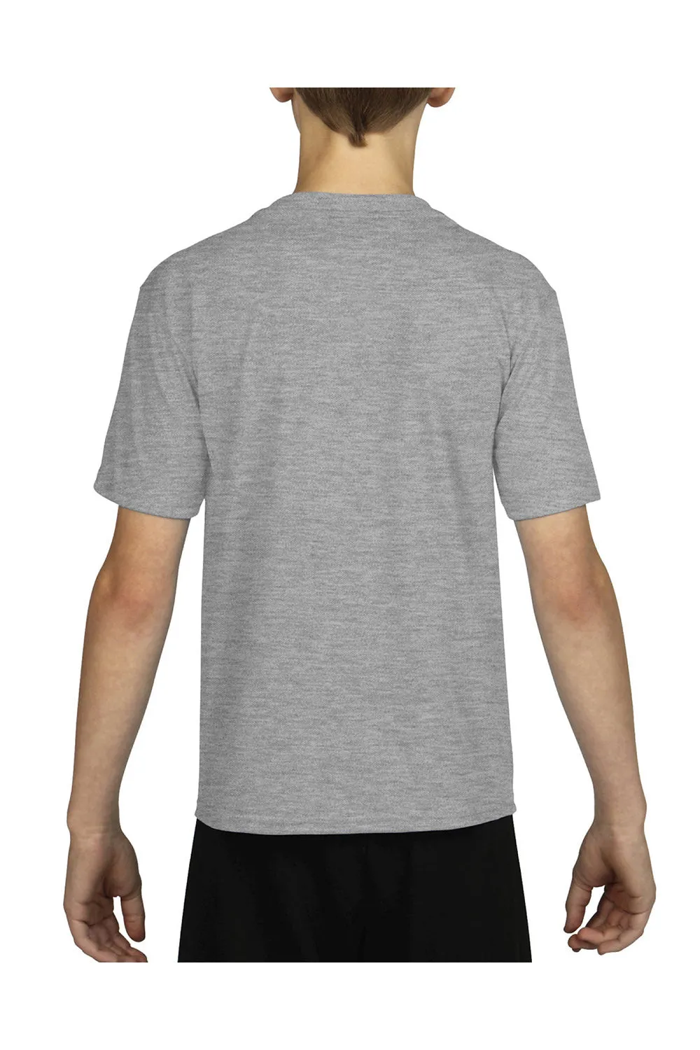Gildan Youth Performance Jersey Feuchtigkeitstransportierendes Kurzarm-T-Shirt mit Rundhalsausschnitt - Sportgrau
