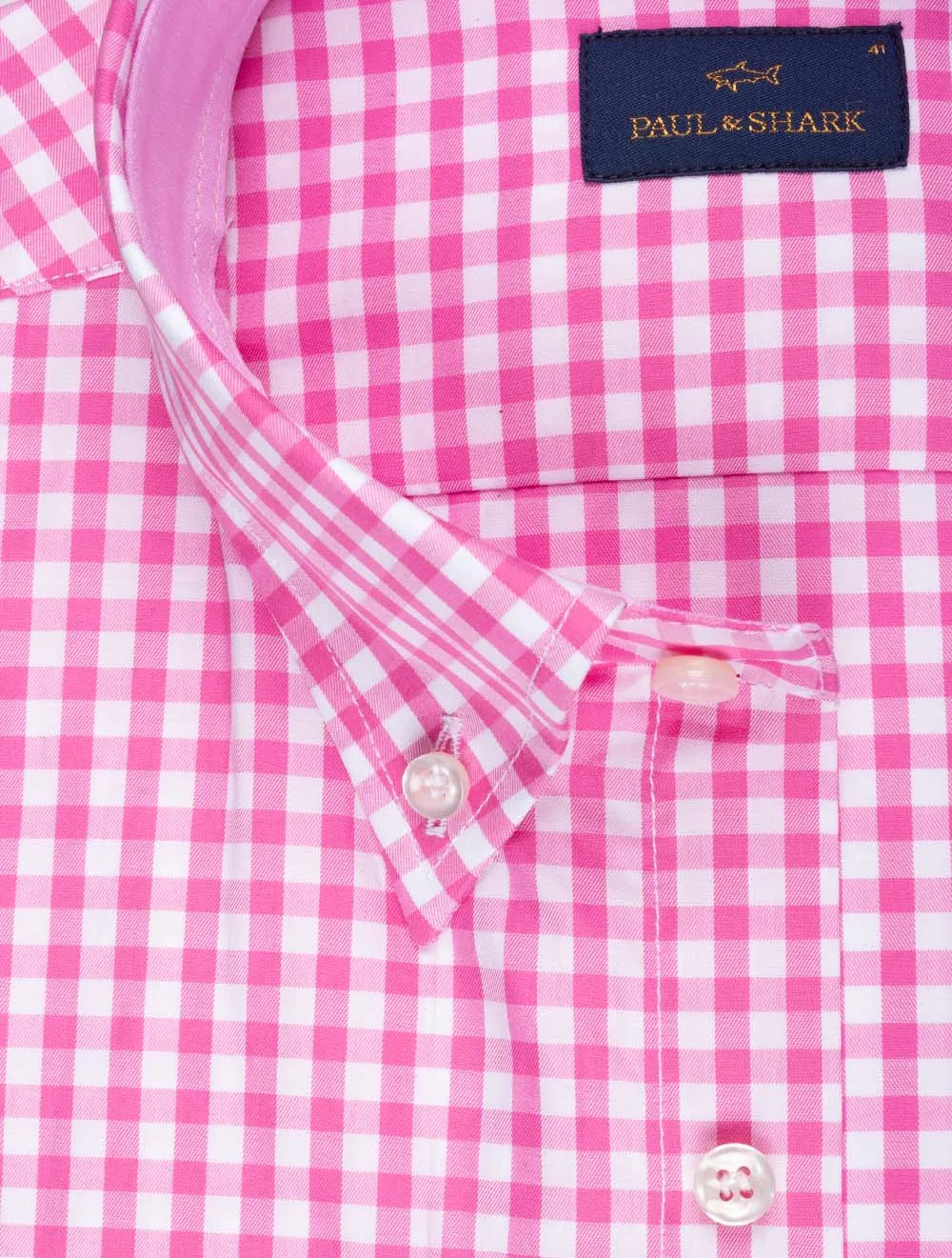Gingham Baumwollköper Hemd Rosa