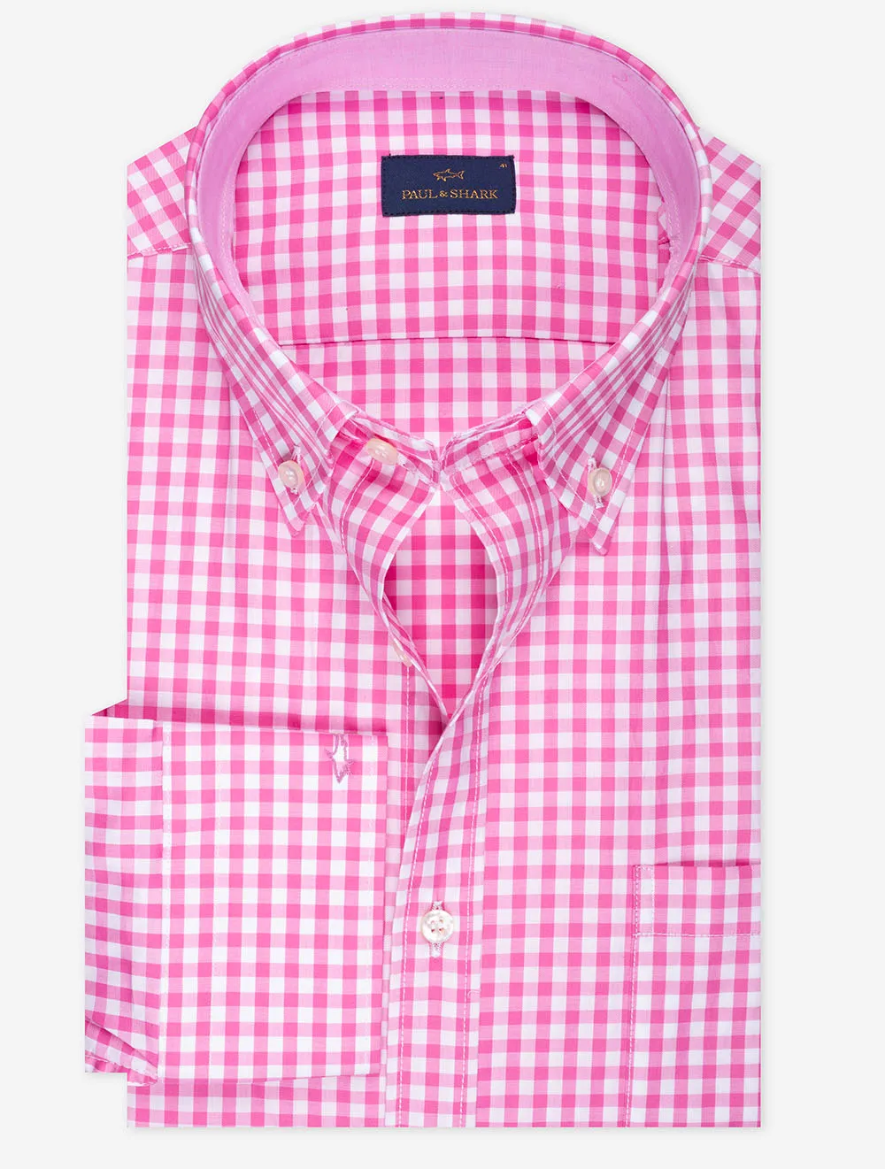 Gingham Baumwollköper Hemd Rosa
