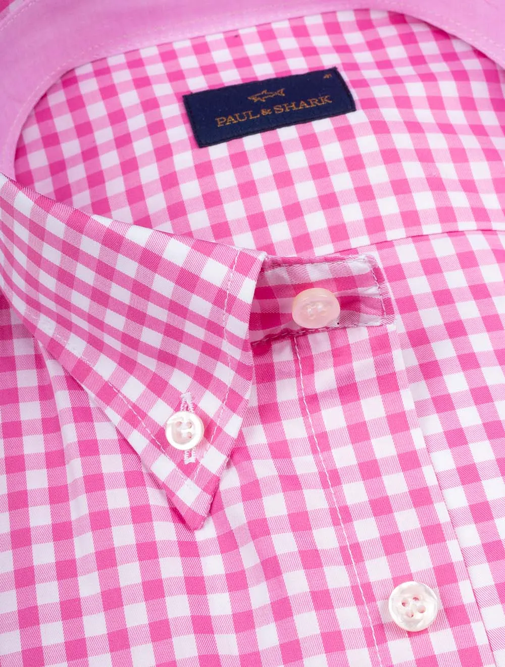Gingham Baumwollköper Hemd Rosa