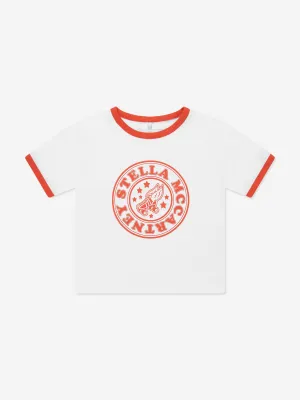 Mädchen Logo Print Cropped T-Shirt in Weiß
