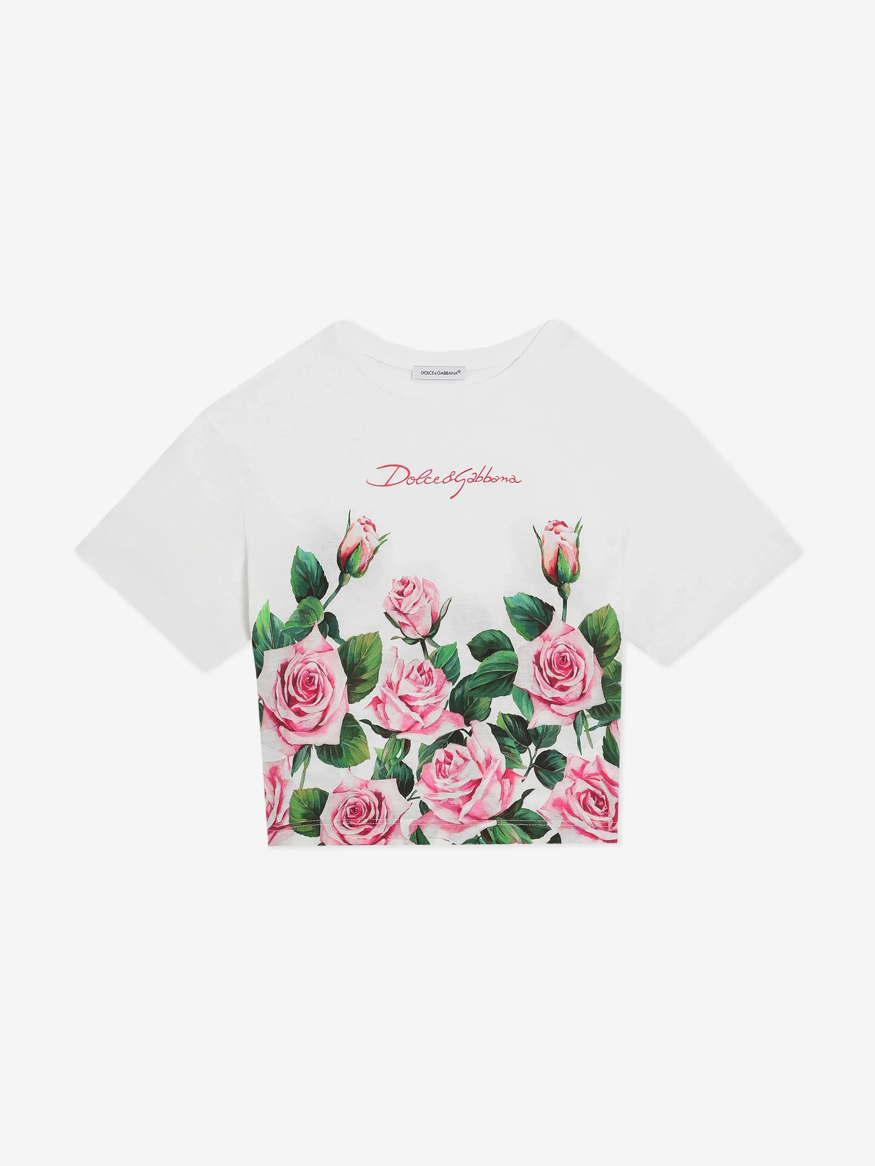 Mädchen Rosenprint T-Shirt in Weiß