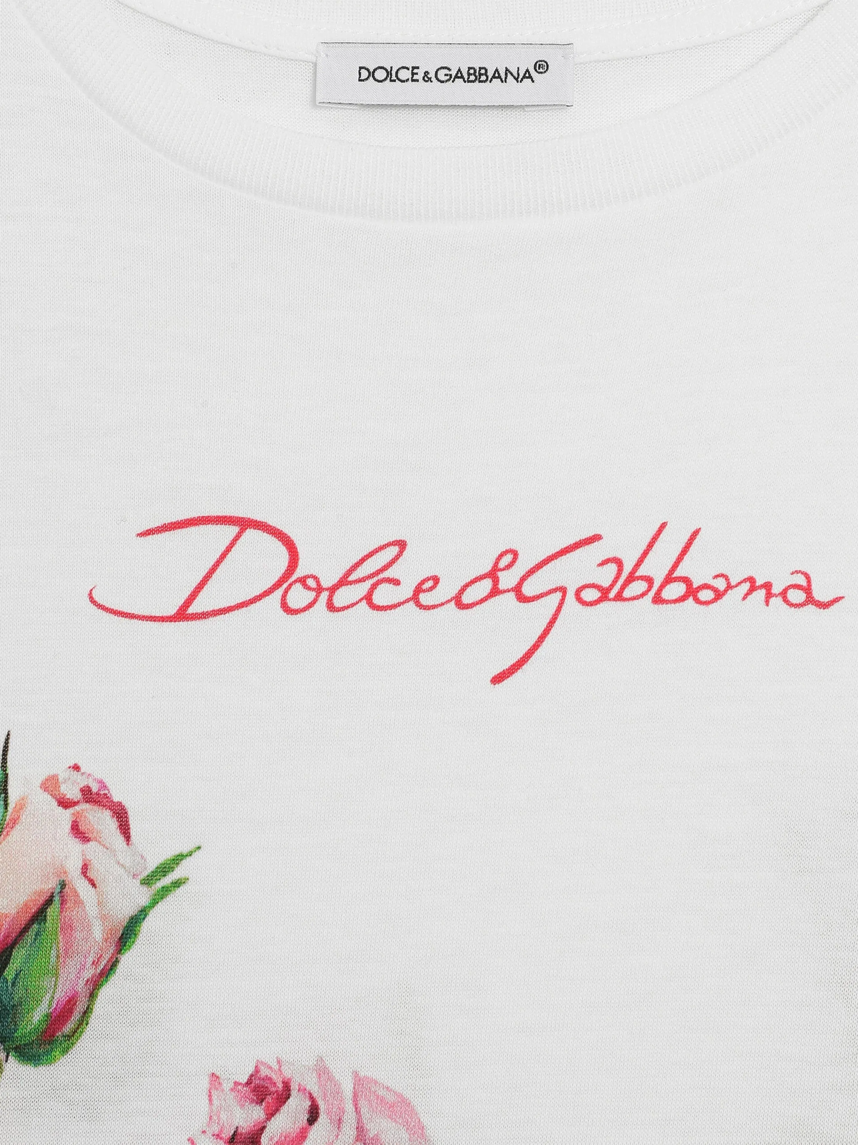 Mädchen Rosenprint T-Shirt in Weiß
