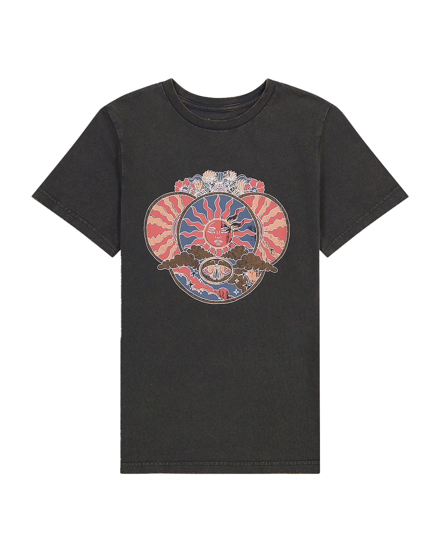 Graphik-T-Shirt in Verblasstem Schwarz