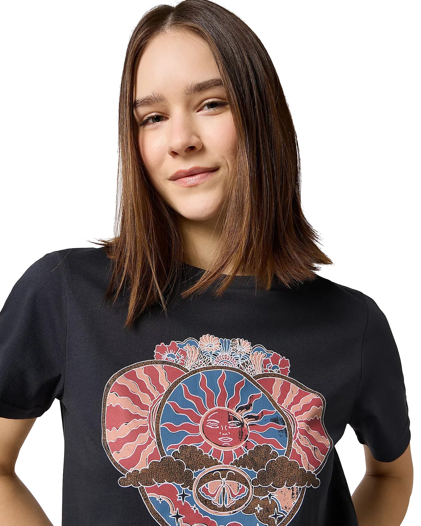 Graphik-T-Shirt in Verblasstem Schwarz