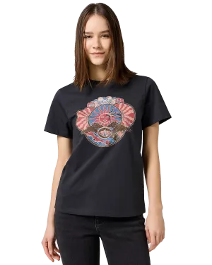 Graphik-T-Shirt in Verblasstem Schwarz