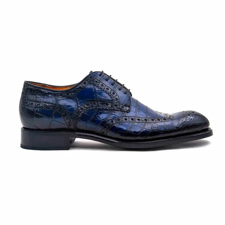 H und H Alligator Schnürschuhe - Marine