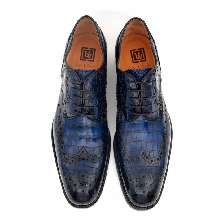 H und H Alligator Schnürschuhe - Marine