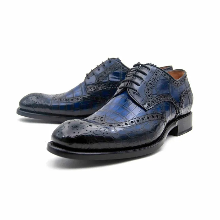 H und H Alligator Schnürschuhe - Marine