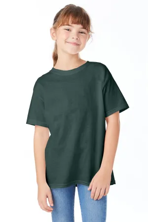 Hanes Youth ComfortSoft Kurzarm Rundhals T-Shirt - Sportliches Dunkelgrün
