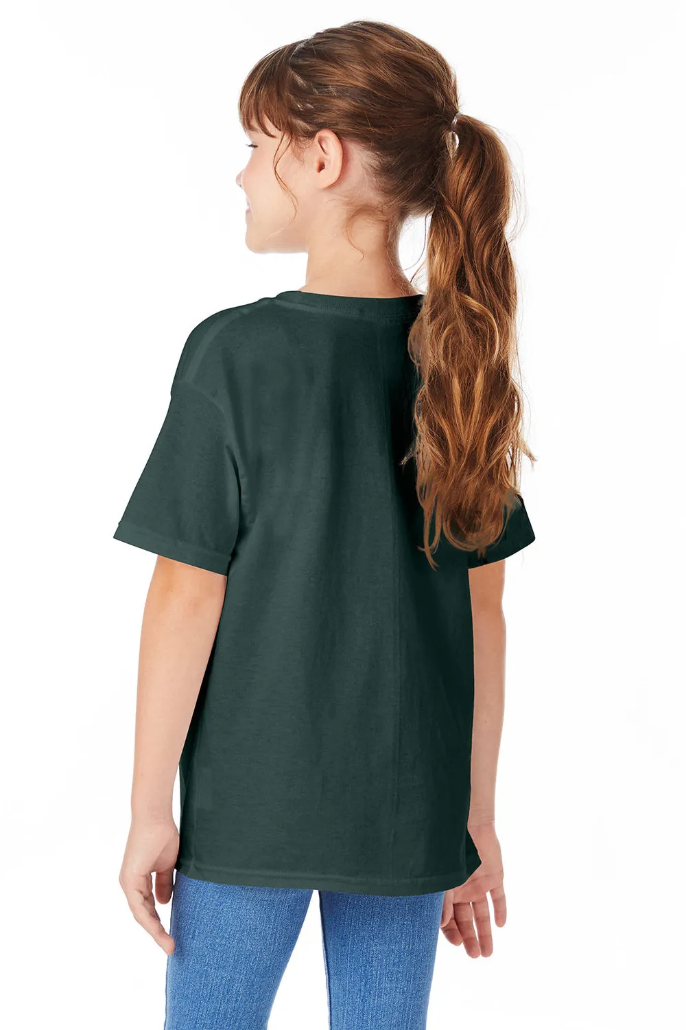 Hanes Youth ComfortSoft Kurzarm Rundhals T-Shirt - Sportliches Dunkelgrün