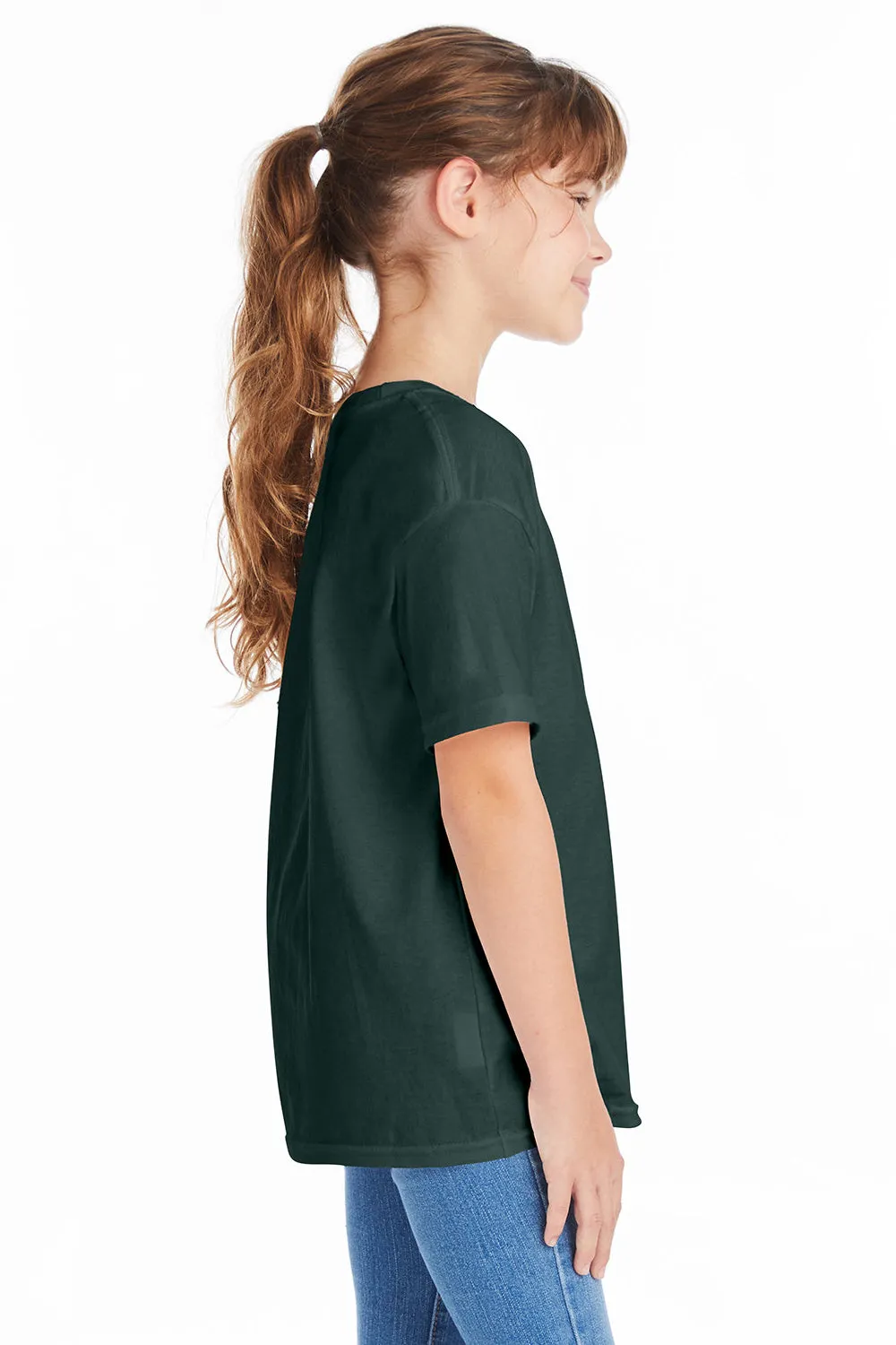 Hanes Youth ComfortSoft Kurzarm Rundhals T-Shirt - Sportliches Dunkelgrün