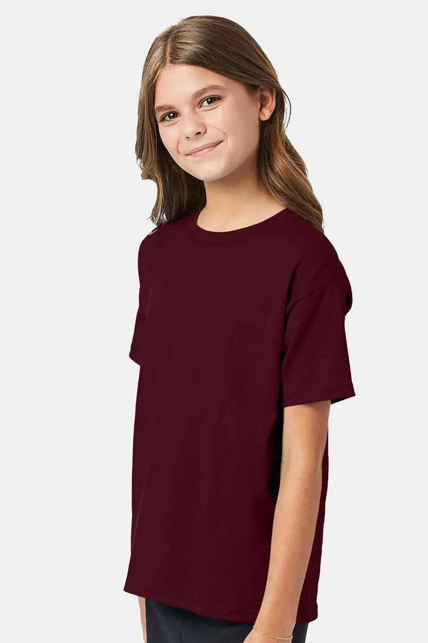 Hanes Youth EcoSmart Kurzarm-Rundhals-T-Shirt - Kastanienbraun
