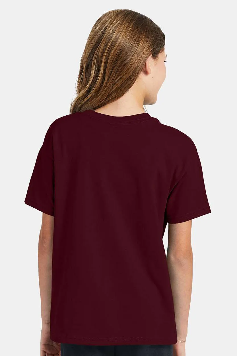 Hanes Youth EcoSmart Kurzarm-Rundhals-T-Shirt - Kastanienbraun