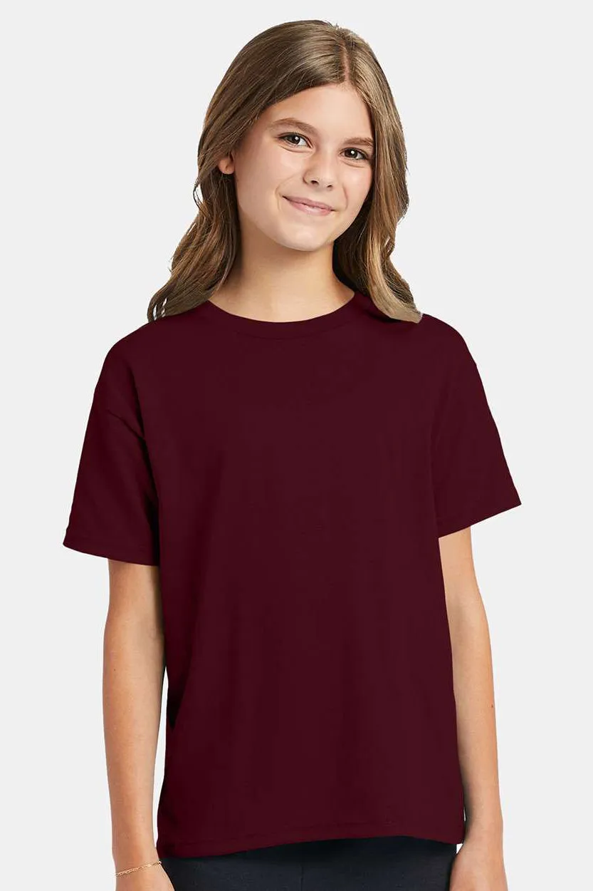 Hanes Youth EcoSmart Kurzarm-Rundhals-T-Shirt - Kastanienbraun