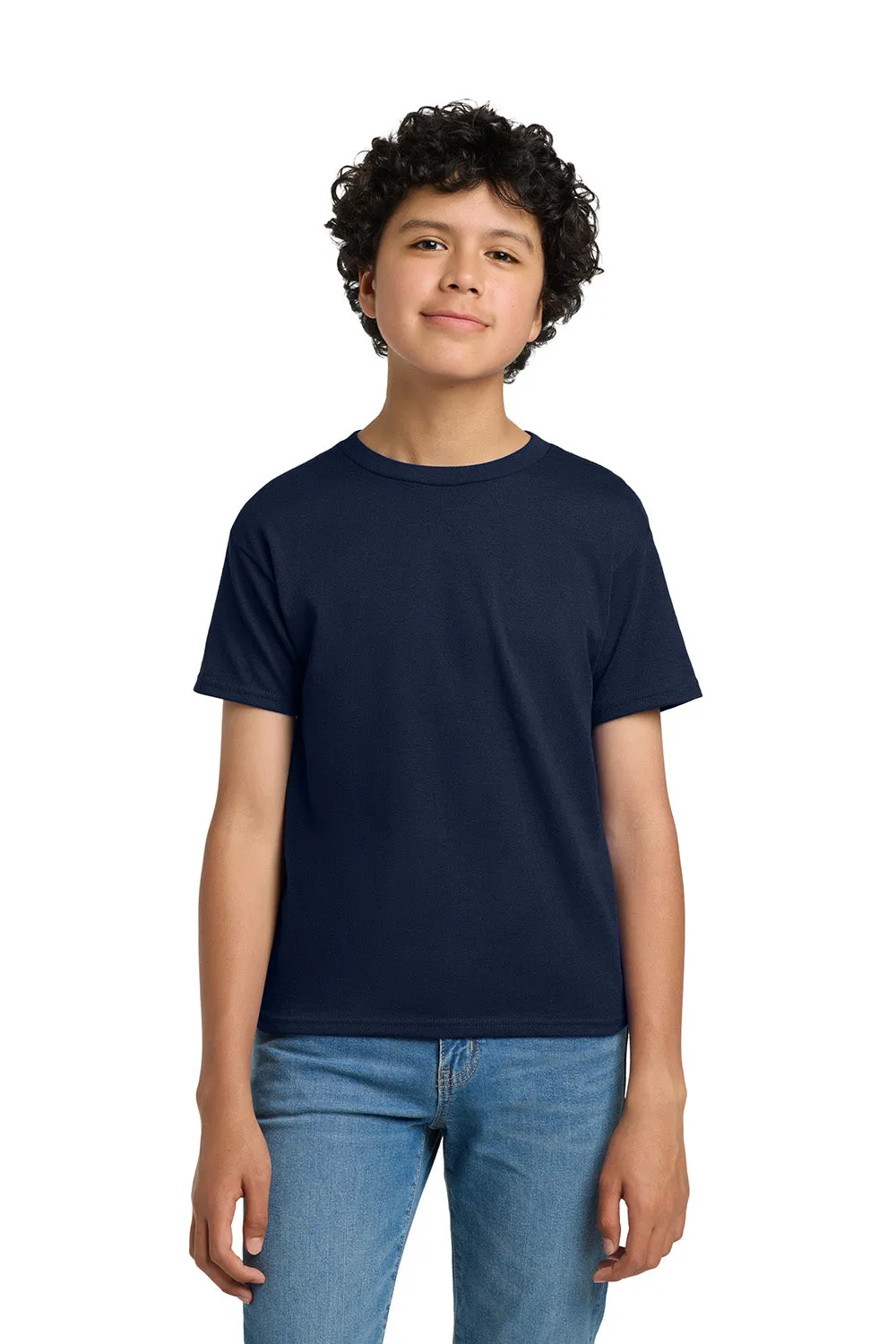 Hanes Youth EcoSmart Kurzarm-Rundhals-T-Shirt - Marineblau