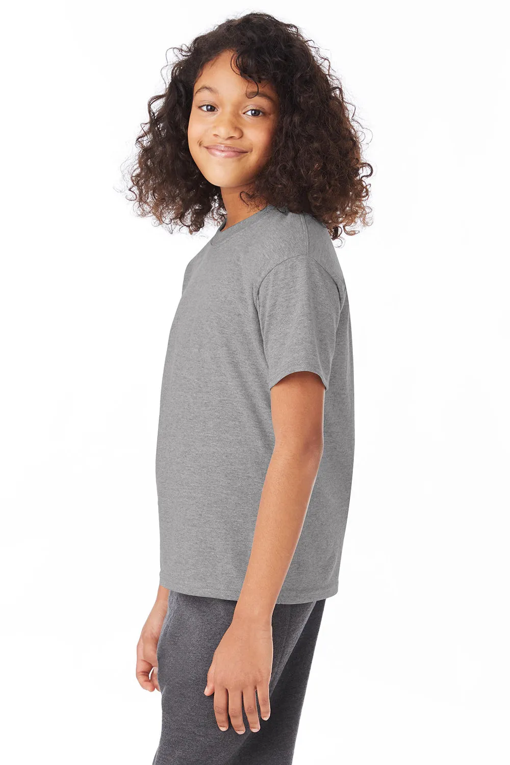 Hanes Youth EcoSmart Kurzarm-Rundhals-T-Shirt - Oxford Grau