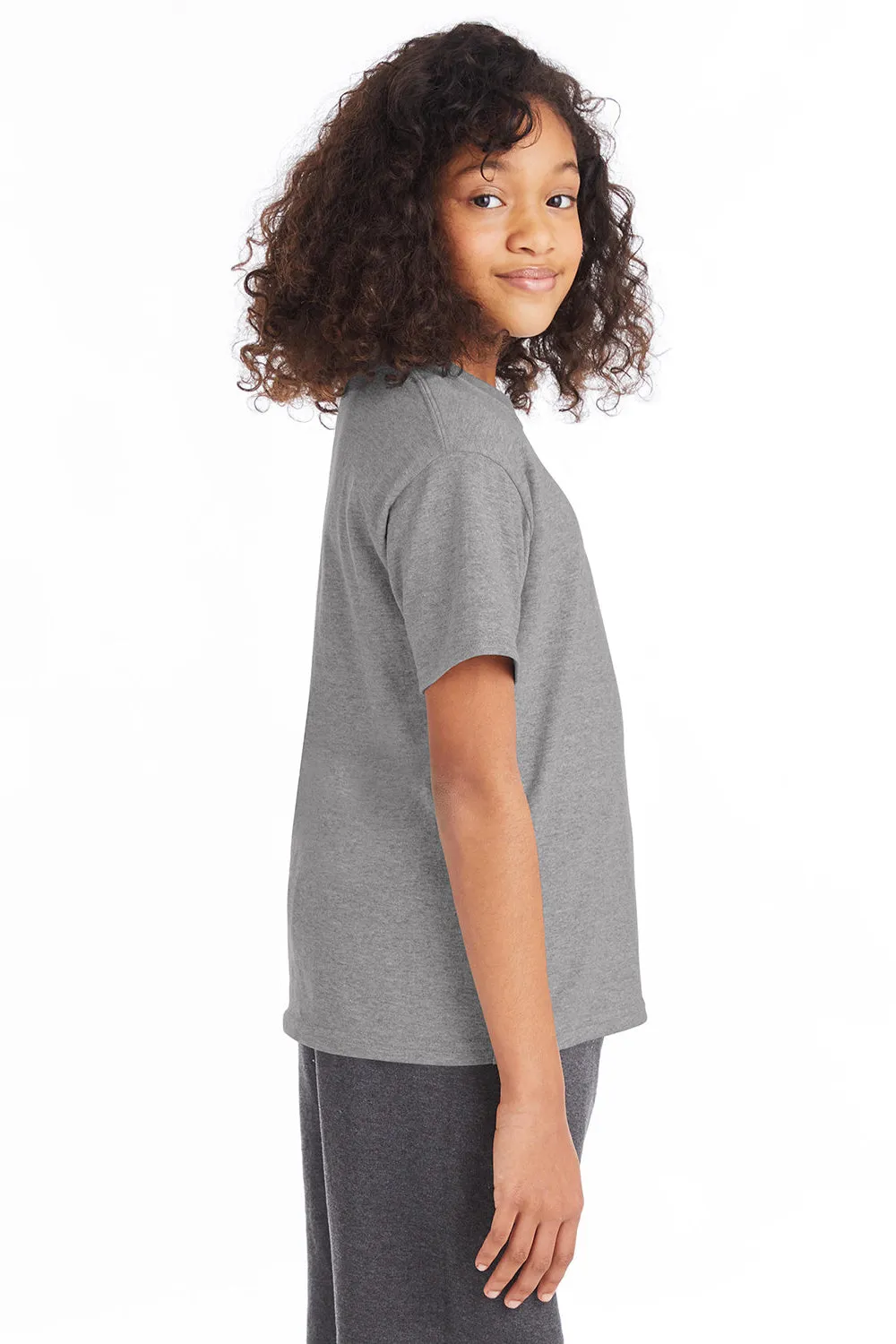 Hanes Youth EcoSmart Kurzarm-Rundhals-T-Shirt - Oxford Grau