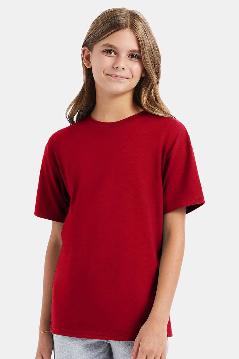 Hanes Youth Nano-T Kurzarm Rundhals T-Shirt - Tiefrot