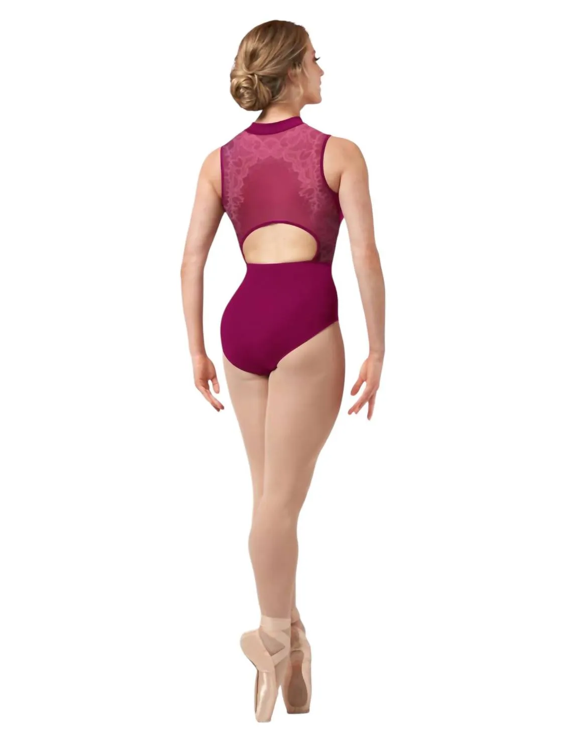 Harper Zip-Lace-Tank-Leotard in Kirschrot