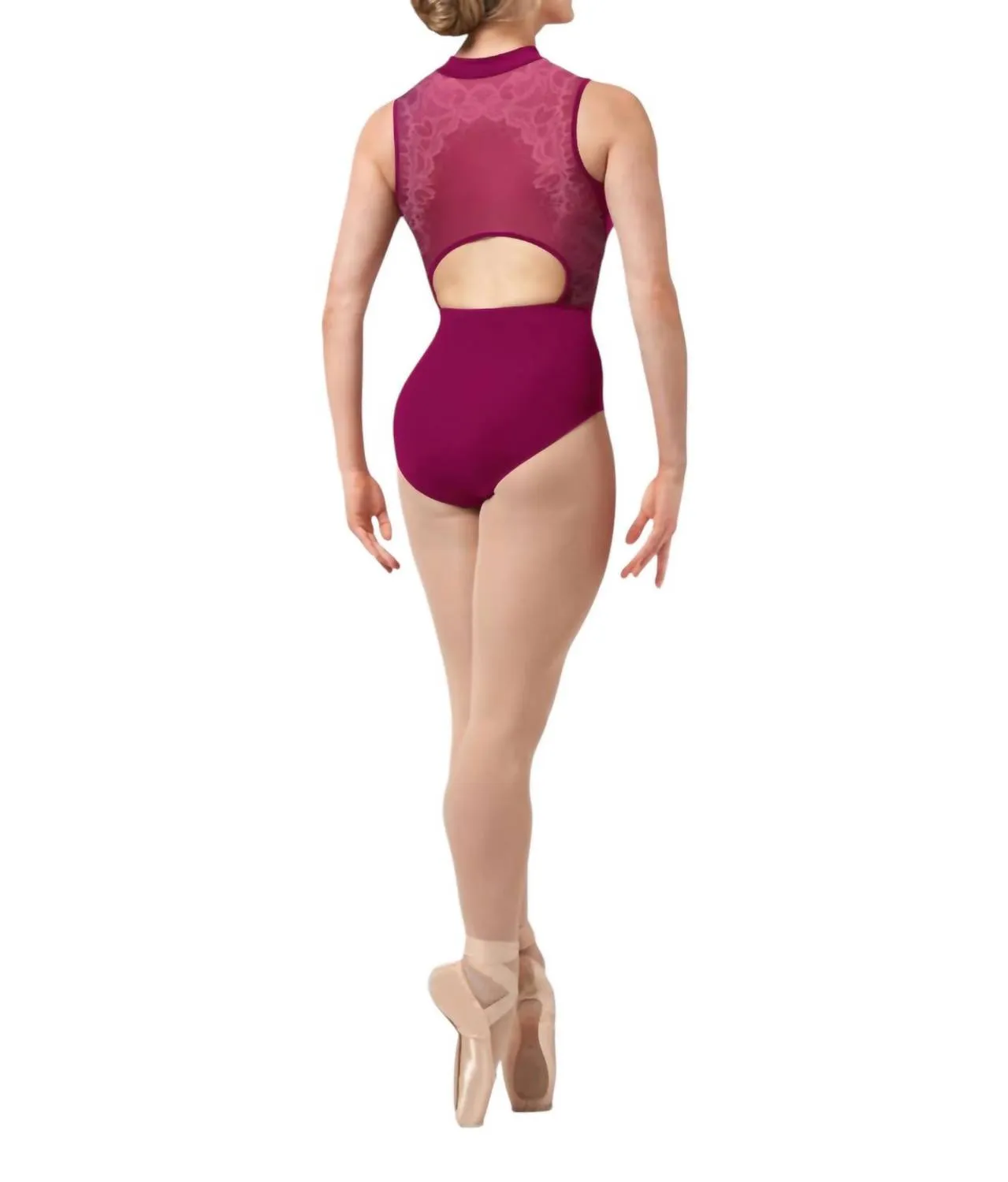 Harper Zip-Lace-Tank-Leotard in Kirschrot