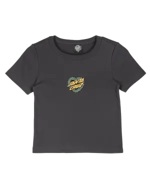 Herz-Kranz Mini Front T-Shirt in Schwarz gewaschen