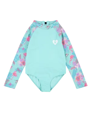Hurley Clothing Mädchen Rüschen-Einteiler Badeanzug in Aurora Grün